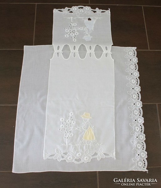 3 Pcs curtain-apron base, flawless, snow-white condition