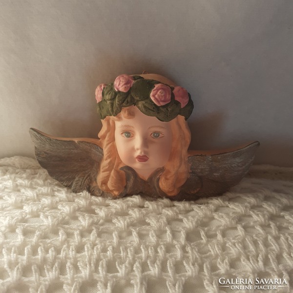 Rózsás porcelán angyalka, dekoráció