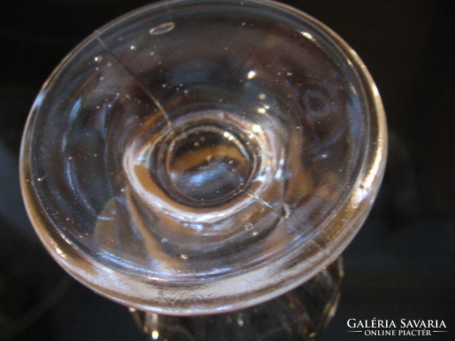 Antik bieder lencsés kristály vastag  talpas pohár