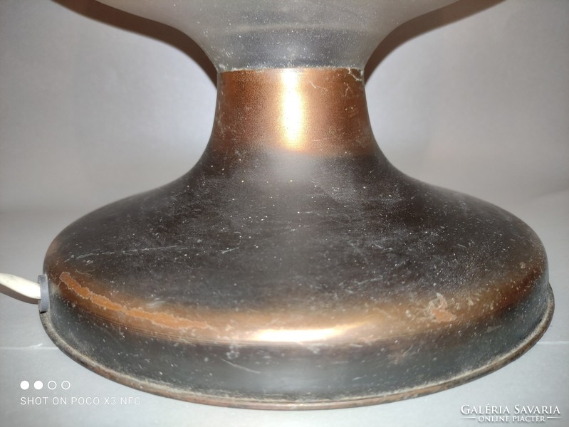 MMOST ÉRDEMES VINNI!!! Iparművészeti vörös réz bronz asztali lámpa éjjeli lámpa opál üveg búrával