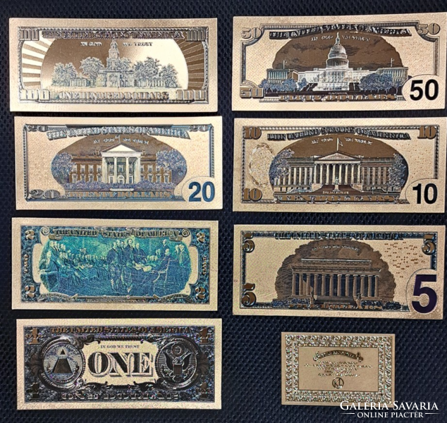 24 karátos aranyozott Amerika, 1901. évi dollár bankjegy sor, replika