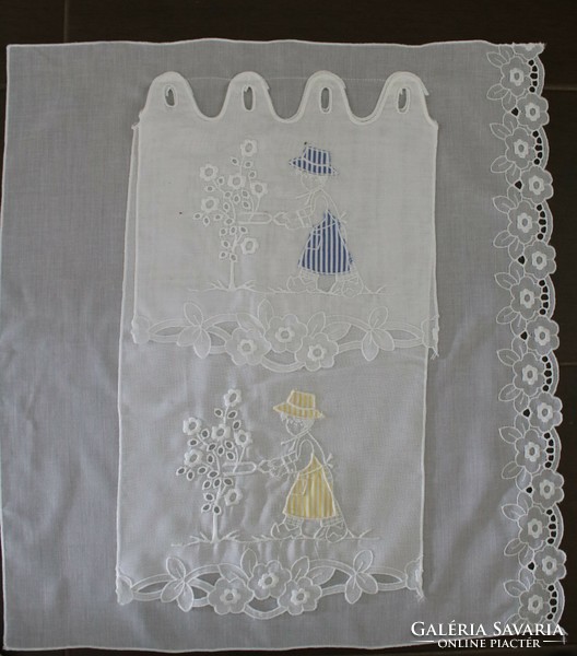 3 Pcs curtain-apron base, flawless, snow-white condition