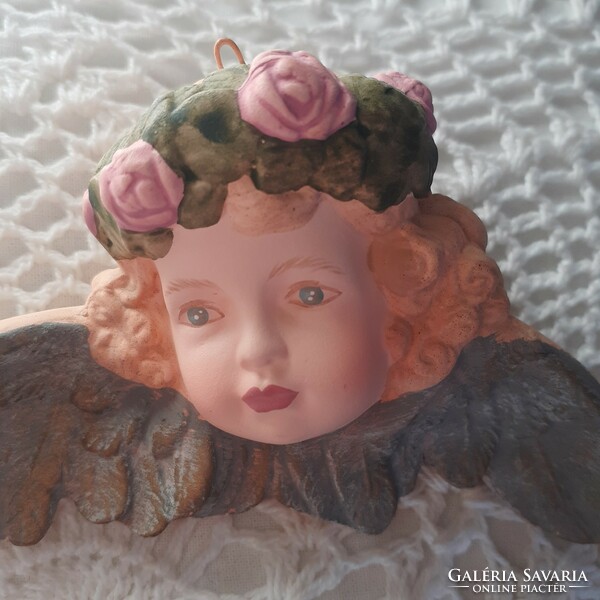 Rózsás porcelán angyalka, dekoráció 2.