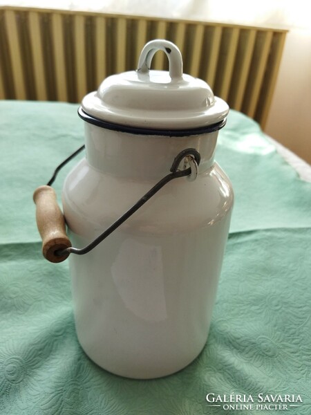 Bonyhádi white enamel milk jug