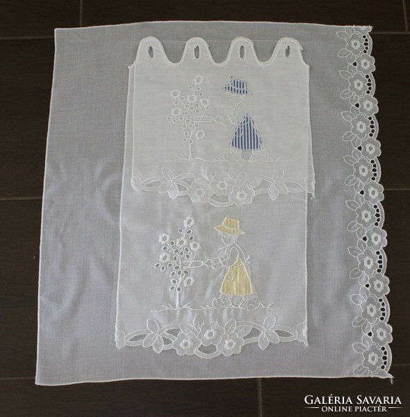 3 Pcs curtain-apron base, flawless, snow-white condition