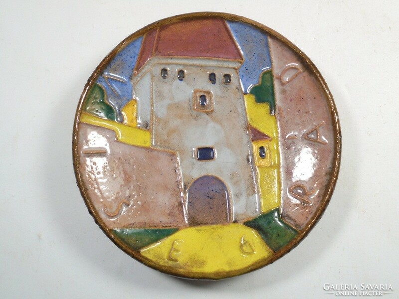 Ligeti Erika: Visegrád - Jelzett kézzel festett akasztható fali kistányér tányér