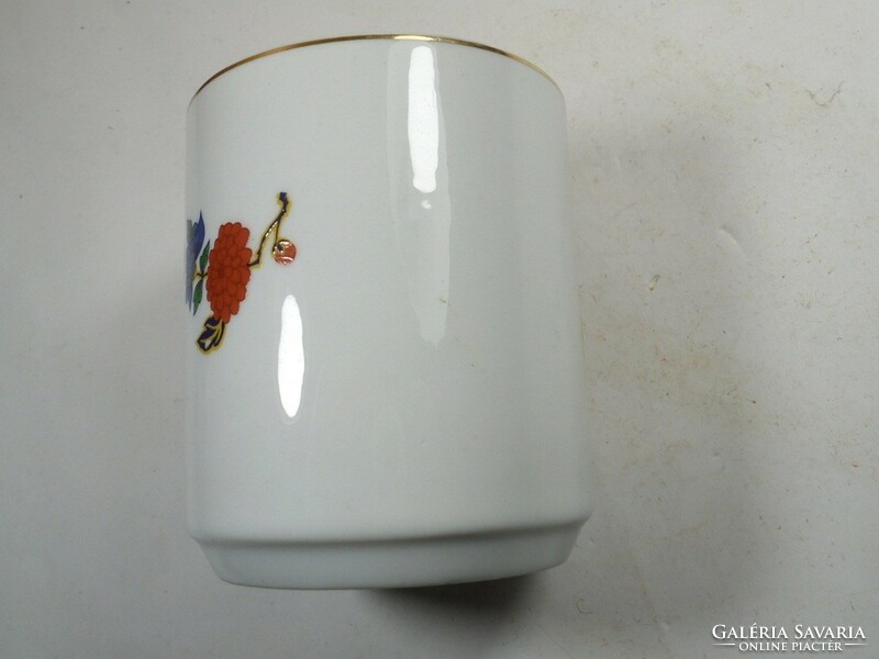 Retro old glazed marked flower floral Chinese porcelain mug - 9.4 cm high