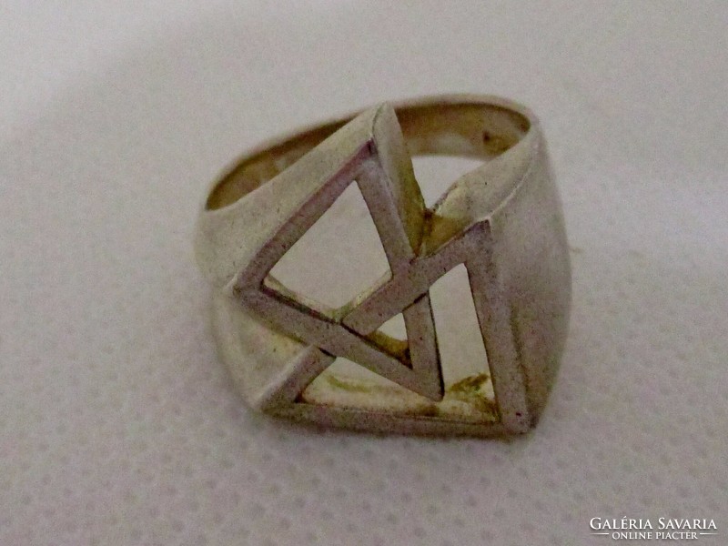 Beautiful Hungarian handmade geometric silver ring