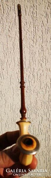 Antique 1800s graceful pipe pipe with pipe stem! Marked: gasparek carved tajtekko xlx.Szàzad.