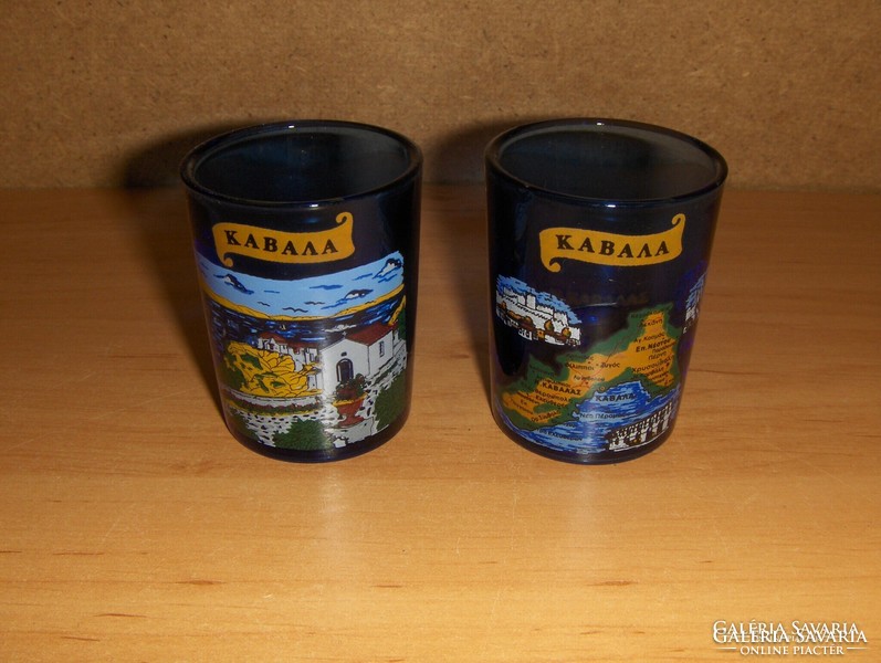 Görögország (Καβάλα Kavála ) emlék üveg pohár párban 6 cm (12/d)