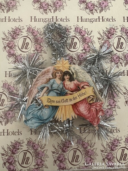 Lithograph paper angelic Christmas tree decoration embossed from old materials