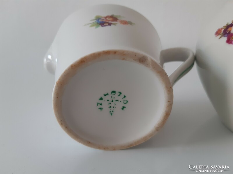 Hollóháza porcelain sugar bowl + milk spout