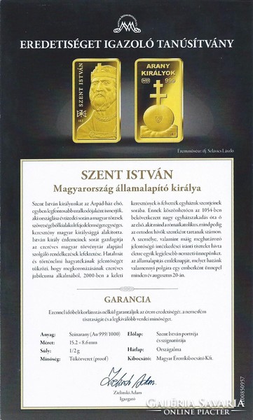 Saint István - colored gold commemorative medal from the 