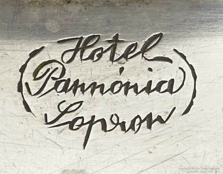 0T064 Hotel Pannónia Sopron ezüstözött alpakka tál