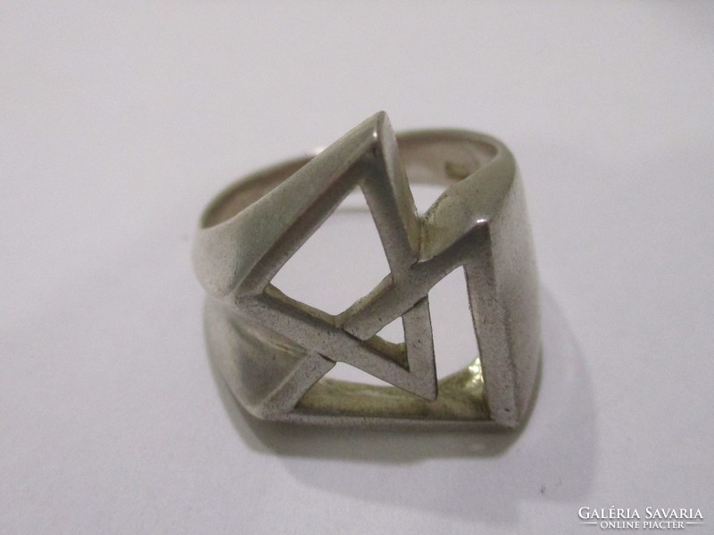 Beautiful Hungarian handmade geometric silver ring