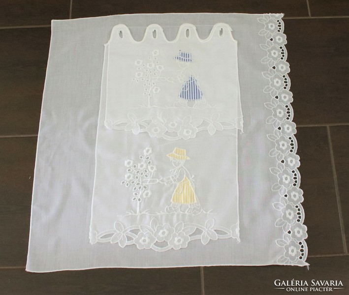 3 Pcs curtain-apron base, flawless, snow-white condition