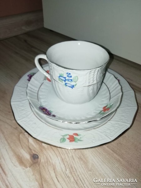 Csehszlovák 3as porcelán  reggeliző szett,kávés/teás készlet