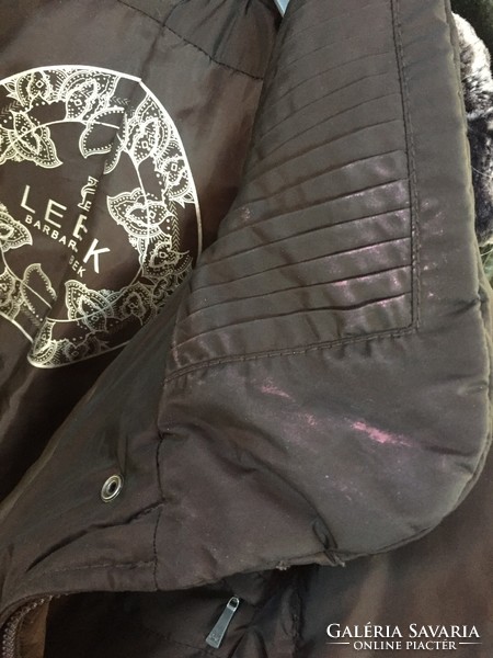 Barbara lebek brand hooded, dark brown, high quality, warm women's jacket size 46/48