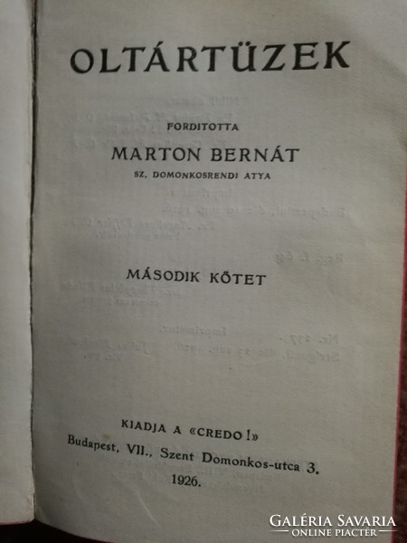 Oltártüzek I-II. kötet 1926.