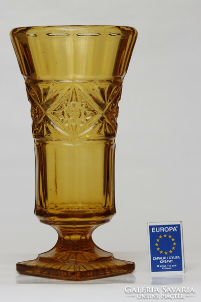Nagy méretű bohémiai borostyán üveg váza + INGYEN POSTA!