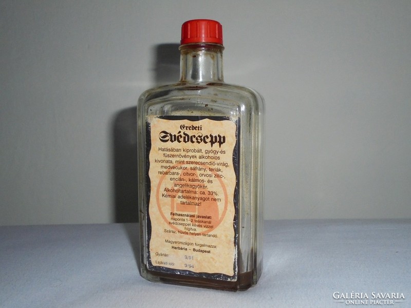 Retro medicinal glass bottle - Swedish drop - 1991