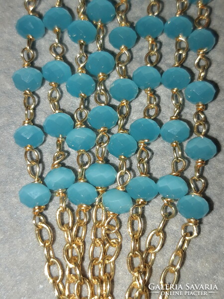 Gold-plated silver bracelet with blue faceted pearls - 20 cm