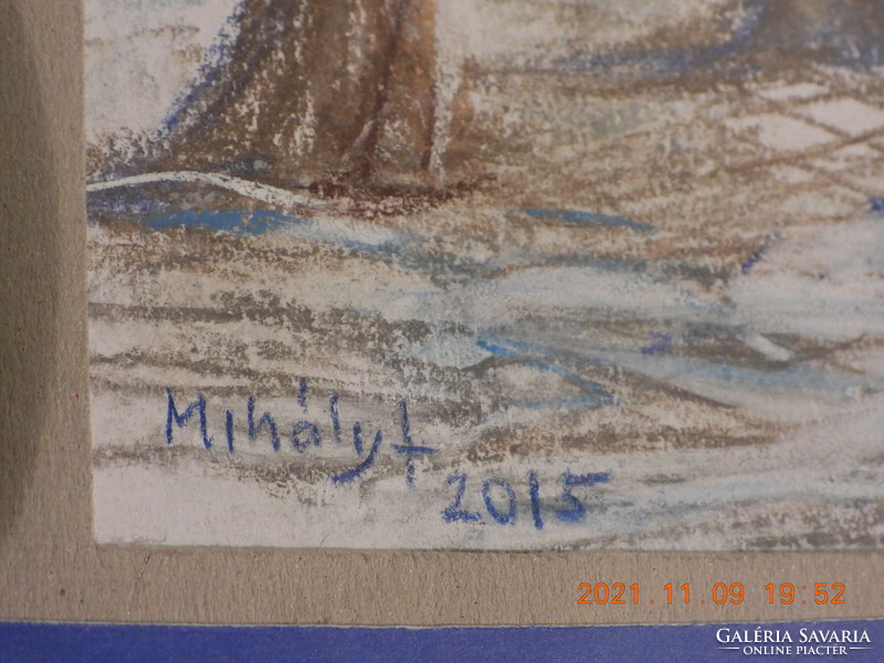 Mihályfi Mária "Ködkapu" című pasztellképe