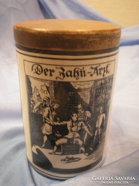 N 16 marked germany antique pharmacy jar with porcelain well-closed wooden lid in good condition 12.5 X8 cm