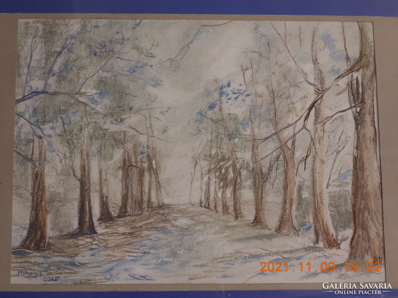 A pastel painting by Mária Mihályfi entitled 