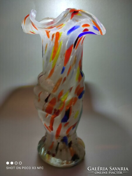 Vintage spatter glass vase torch bearer