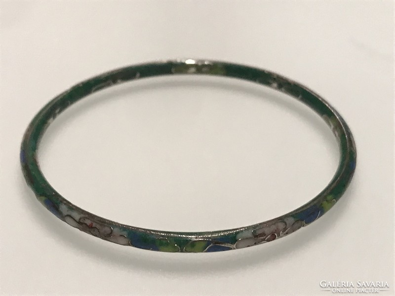 Cloisonne enameled rose bracelet, 6.5 cm inner diameter