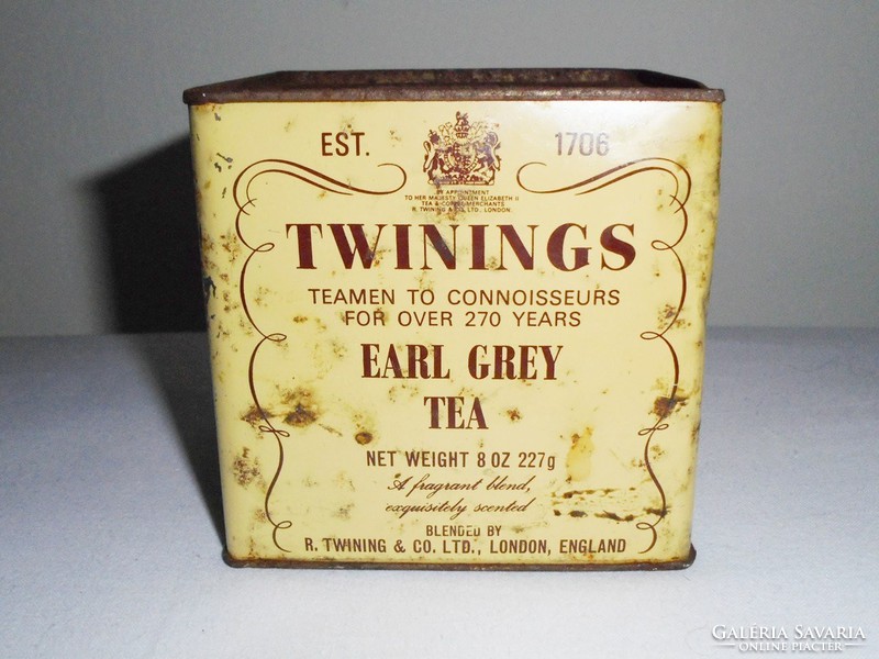 Retro English tea tin metal tin box - twinings earl gray tea - from the 1980s