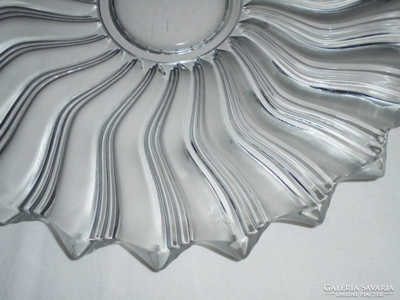 Retro üveg kínáló tál - 31.4 cm átmérő - 1960-1970-es évekből