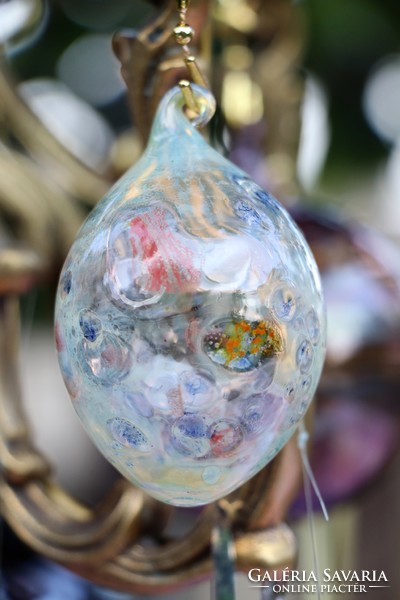 Marbled, blistered glass sphere