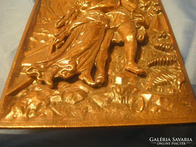 N15 Magyaros ölelés fém  nagy 26 x 16.5 cm-es szép állapotú falikép ritkaság eladó
