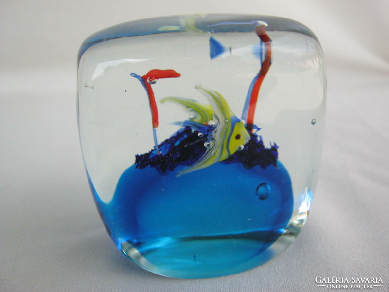 Retro ... Muranoi üveg "akvárium" halas dísz üveg levélnehezék súlyos darab
