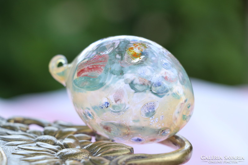 Marbled, blistered glass sphere