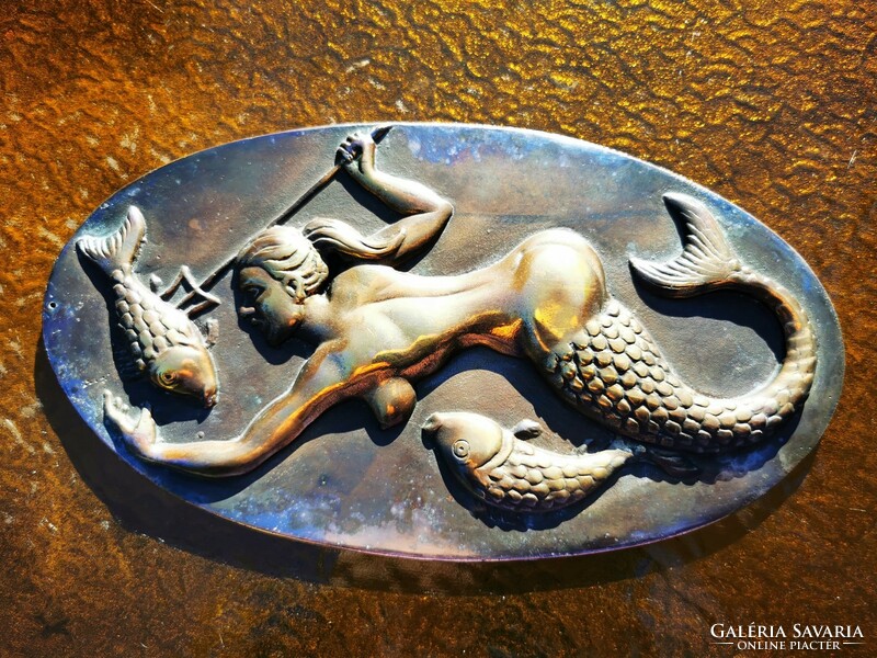 Mermaid with fish, copper wall decoration
