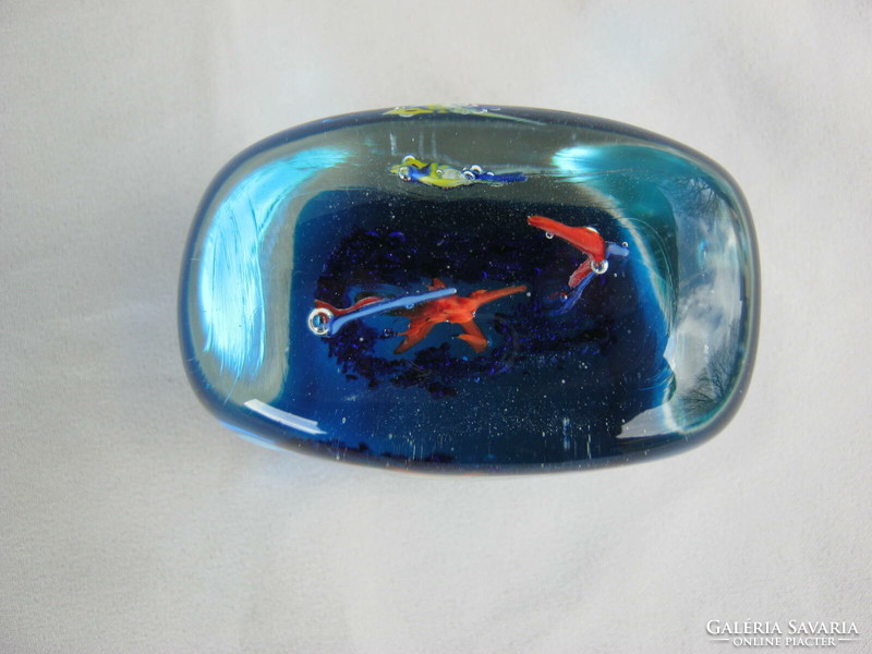 Retro ... Muranoi üveg "akvárium" halas dísz üveg levélnehezék súlyos darab
