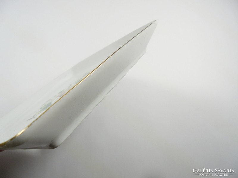 Retro Hollóházi porcelán virágos négyszögletű tál tálka - Hollóháza - 13,8 x 13,8 cm