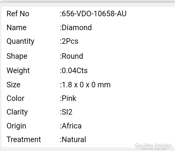 Valódi bevizsgált természetes halvany rózsa/ feher gyémánt 0,04 ct Afrikából!