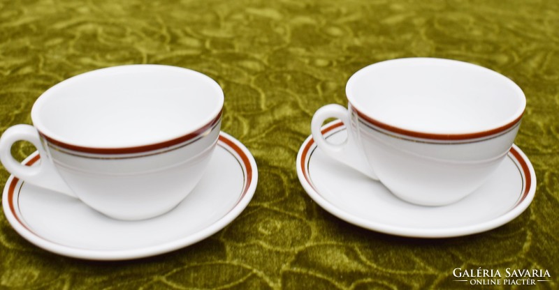 Pair of old retro zsolnay porcelain mocha cup with saucer