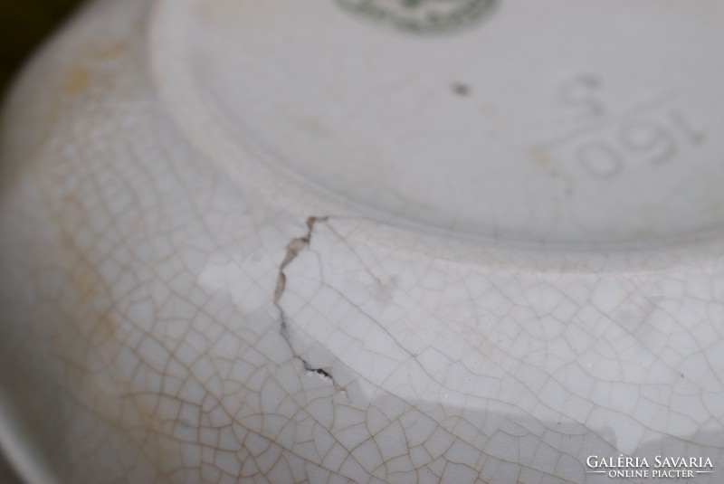 Antik art-deco kerámia kínáló Hollóháza Riolit 4 darab garnitúra SÉRÜLT állapotban