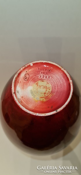 Zsolnay circle-stamped oxblood vase