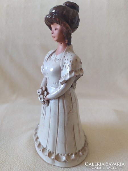 Fábián zoja: girl with a bouquet, ceramic figurine 28 cm