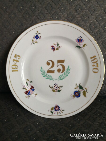 Rare social real Herend plate - commemorative plate made for the 25th anniversary of our 'liberation', 1970.