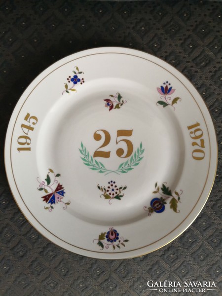 Rare social real Herend plate - commemorative plate made for the 25th anniversary of our 'liberation', 1970.