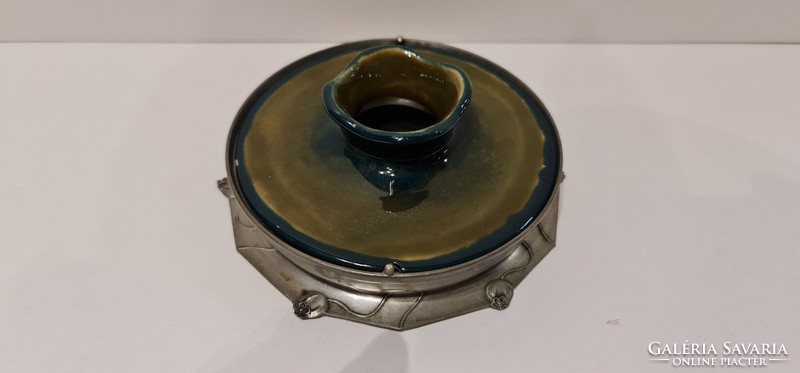 Zsolnay art nouveau ceramics, with pewter base