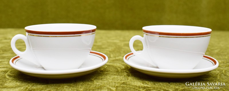 Pair of old retro zsolnay porcelain mocha cup with saucer
