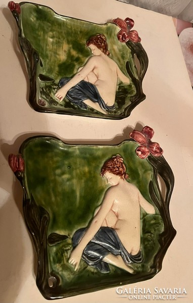 Art Nouveau majolica bowls (mucha)